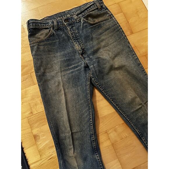 VTG 70’s Levi’s Orange Tab Bellbottom Flare Faded Denim Jeans Real Size 31 X 32 - Picture 2 of 11